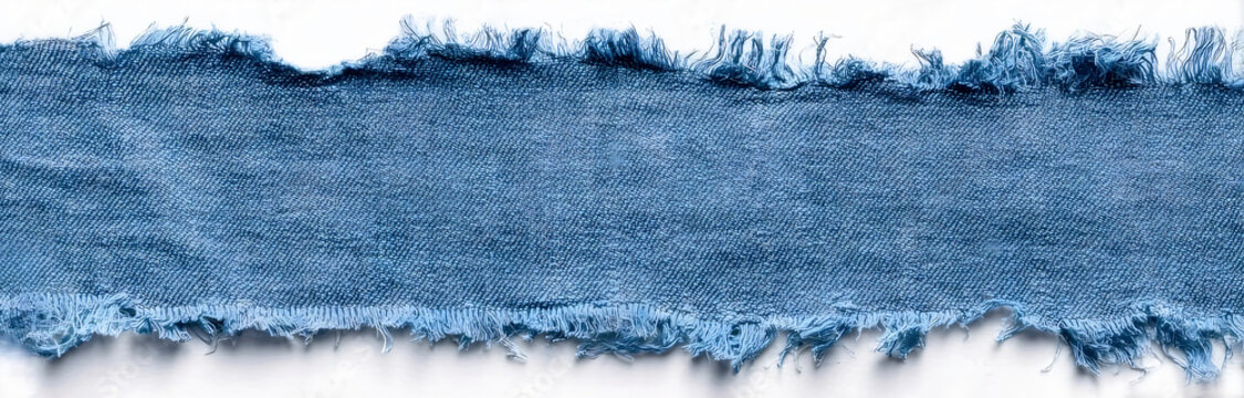 blue denim fabric with frayed edges creates stylish textile background