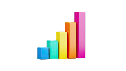 Colorful Bar Graph Showing Growth on White Background