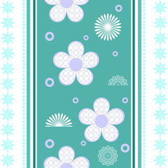 Seamless blue floral vector pattern with spring flowers and nature elements for a decorative summer wallpaper design or holiday card illustration.wallpaper.Ethnic pattern,Native American tribal fabric