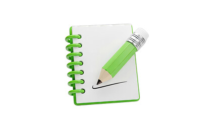 Green Notebook and Pencil