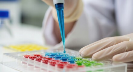 Scientist using pipette to transfer solutions in laboratory setting