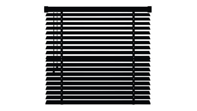 Black Venetian blind silhouette with horizontal slats isolated on white background