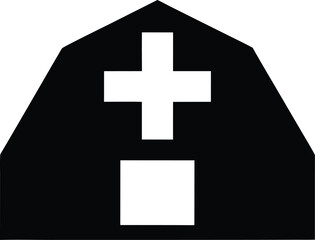 Obraz premium red cross field hospital tent silhouette vector on transparent background