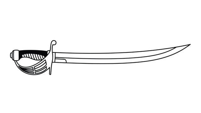 Cutlass sword with curved blade and wrapped handle flat vector design isolated on white background