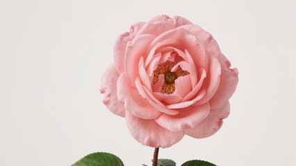 Pink flower with a bee inside, close-up shot of a blossom and pollinating insect. Nature and flora, concept. Pollination and bee activity. The concept of nature and plant life.