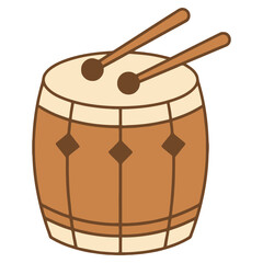 Brown drum with wooden sticks on top