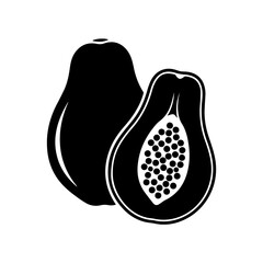 Black avocado with seeds isolated on transparent background, Vector