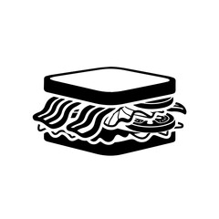 Sandwich with layered ingredients isolated on transparent background, Vector