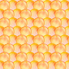 Seamless pattern with watercolor orange circles. Geometric abstract print.