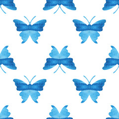 Seamless watercolor pattern with butterflies.