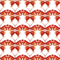 Seamless pattern with abstract butterflies made from watercolor splashes