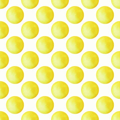 A seamless pattern with watercolor yellow circles. A bright summer print.
