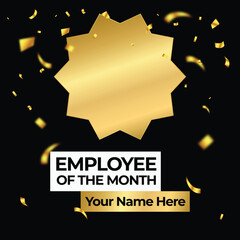 Employee of the month template with golden confetti