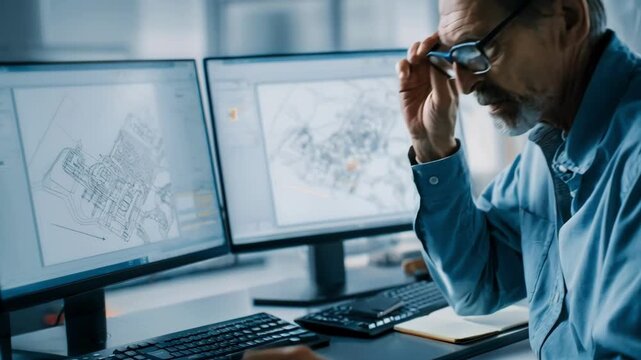modeling expert analyzing detailed digital metal forming process with interactive virtual tools to optimize stamping accuracy and efficiency.