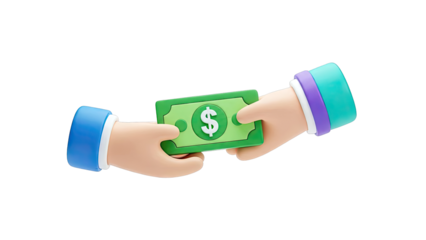 3D Illustration of Hands Exchanging a Dollar Bill