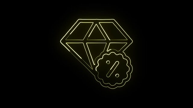 Glowing neon line jewelry animated icon free download HD video isolated on black background