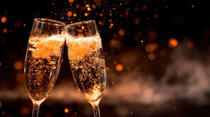 Celebration with sparkling drinks in glasses at a festive gathering