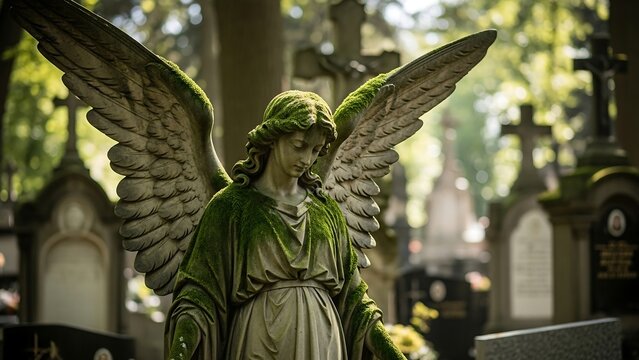 Angel Statue in Old Cemetery Section.