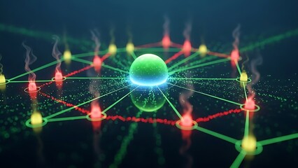 Neural Network AI Brain Technology with Glowing Connections and Data Flow in Dark Space