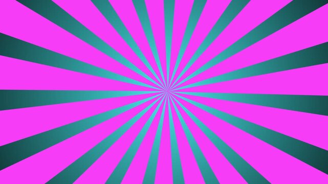 Colourful sunburst pattern with alternating beams radial sunlight circus stripe background rotation abstract motion looping retro pop art design video