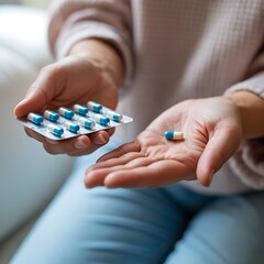 Taking Medication with Pills in Hand