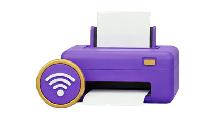 Purple 3D Printer with Wi-Fi Icon