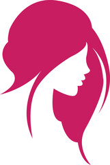 Pink Silhouette of Woman's Profile with Flowing Hair
