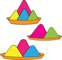 Three Plates of Colorful Powder Piles festival celebration