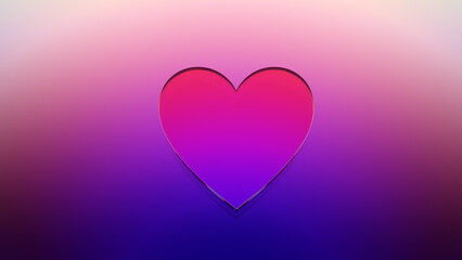 Glass iridescent heart background. Valentines day