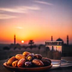 Ramadan Lantern decoration background 3d rendering .