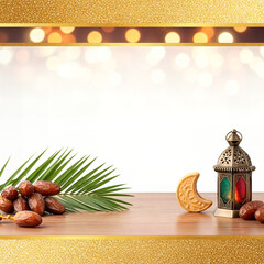 Ramadan Lantern decoration background 3d rendering .
