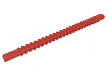 Red flexible plastic spiral component with ridged design