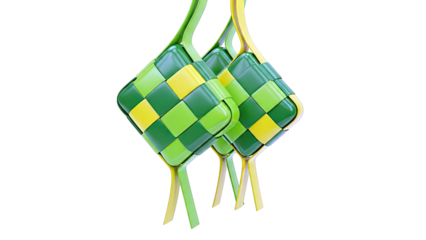 Ketupat decorations in green and yellow