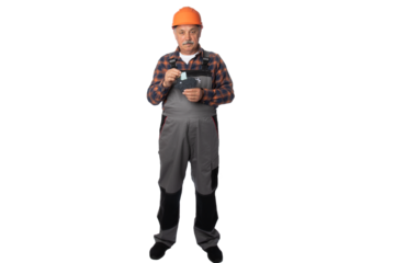 Construction Worker Holding Piggy Bank