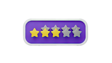 Three Star Rating on Purple Background