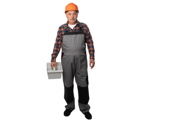 Construction Worker Holding Plastic Tool Box