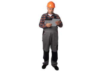 Construction Worker Using Tablet