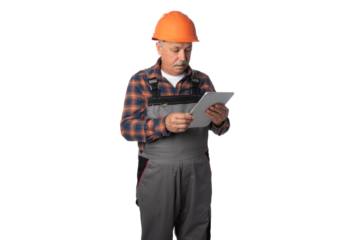Construction Worker Using Tablet
