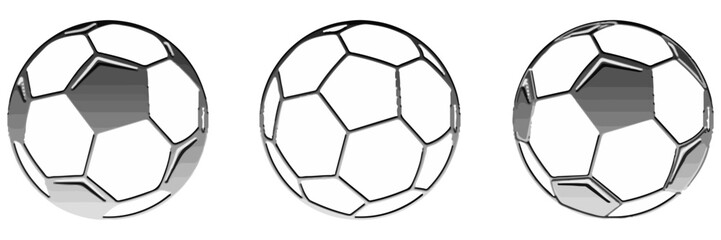 Soccer ball icon set. Football sign.  Soccer Symbol.  Set of Soccer Balls or Football Ball in Black, Blue and Outline Design