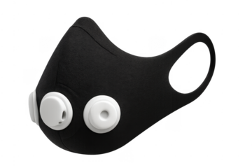 Black respirator mask with breathing valves for sports