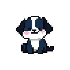 Obraz premium Cute dog character pixel art illustration drawing graphic