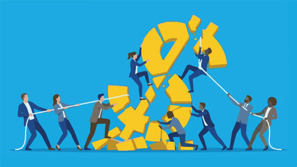 Business Team Collaboration to Reconstruct a Deconstructed Dollar Sign