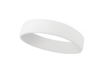 White sport sweatband for head or wrist on transparent background