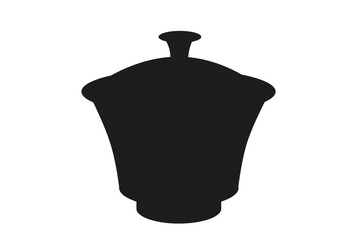 Silhouette of traditional Gaiwan tea cup. Chinese tea tradition.