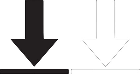 Black and white downward arrow icons with rectangular bases