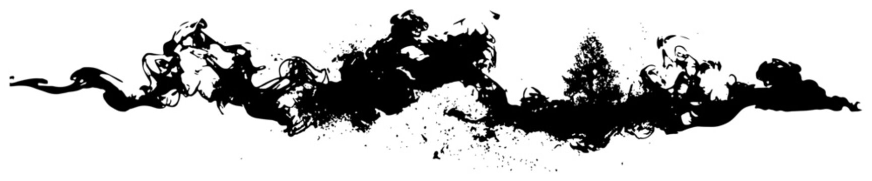 Abstract black flowing smoke or ink cloud with grunge texture