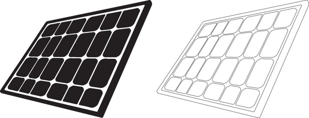 Solar panel sticker sheets in black and white line art