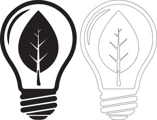 Eco-friendly light bulb with leaf inside, symbolizing green energy ideas.