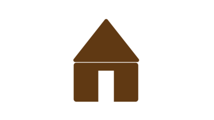 Brown house icon illustration representing a cozy cottage, wooden cabin, or traditional residential property for real estate and home services branding.