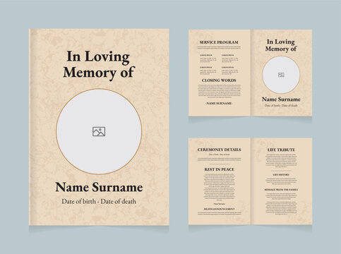 Elegant Funeral Program Template | In Loving Memory Memorial Brochure Design